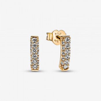Pandora® 'Timeless Pavé' Women's Gold Plated Metal Stud Earrings - Gold 262626C01