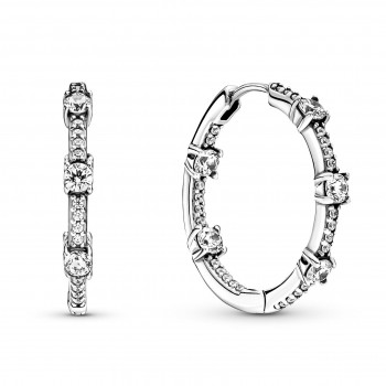 Pandora® Pandora Timeless 'Pavé Bars' Women's Sterling Silver Hoop Earrings - Silver 290043C01