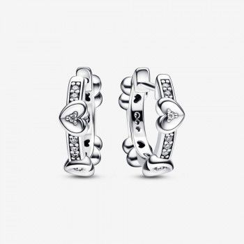 Pandora® Pandora Moments 'Radiant Heart' Women's Sterling Silver Hoop Earrings - Silver 292498C01