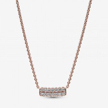 Pandora® 'Timeless Pavé' Women's Gold Plated Metal Necklace - Rose 382621C01-45