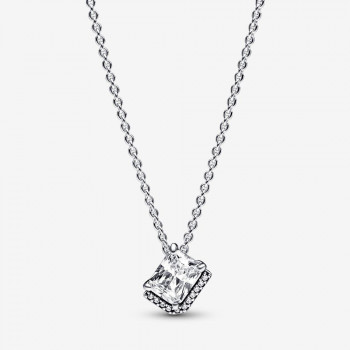 Pandora® Pandora Timeless 'Rectangular Sparkling' Women's Sterling Silver Chain with Pendant - Silver 392388C01-45