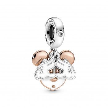 Pandora® Disney x Pandora 'Disney Mickey Mouse & Minnie Mouse' Women's Sterling Silver Charm - Silver/Rose 780112C01