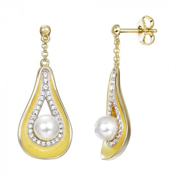 Pierre Cardin Pierre Cardin Women's Sterling Silver Drop Earrings - Gold PCER90274B000 #1