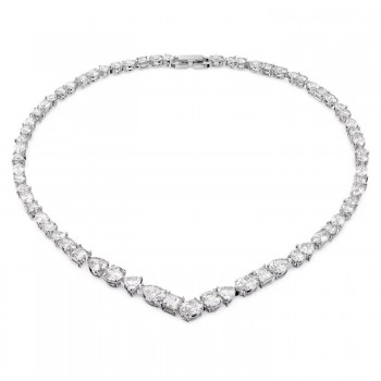 Swarovski® 'Tennis Deluxe' Women's Base Metal Necklace - Silver 5556917