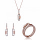 Orphelia® 'Gigi' Women's Sterling Silver Set: Necklace + Earrings + Ring - Rose SET-7438