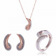 Orphelia® 'Tilou' Women's Sterling Silver Set: Necklace + Earrings + Ring - Rose SET-7441