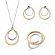 Orphelia® 'Bastien' Women's Sterling Silver Set: Necklace + Earrings + Ring - Silver/Gold SET-7499