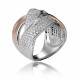 Orphelia® Women's Sterling Silver Ring - Silver/Rose ZR-7445