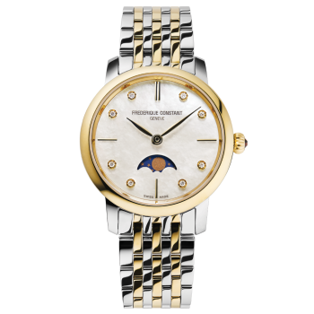 Frederique Constant® Analogique 'Slimline Moonphase' Femmes Montre FC-206MPWD1S3B