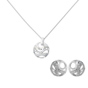 Orphelia® 'Elvina' Damen Sterling Silber Set: Halskette-Anhanger + Ohrringe - Silber SET-7085