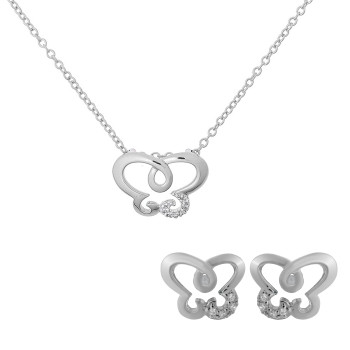 Orphelia® 'Joya' Damen Sterling Silber Set: Halskette-Anhanger + Ohrringe - Silber SET-7088