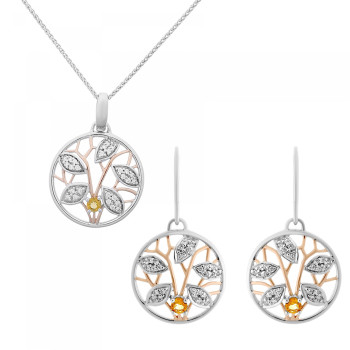 Orphelia® 'Oceane' Damen Sterling Silber Set: Halskette-Anhanger + Ohrringe - Silber SET-7090/1