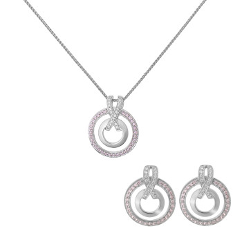 Orphelia® 'Azalea' Damen Sterling Silber Set: Halskette-Anhanger + Ohrringe - Silber SET-7095