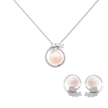 Orphelia® 'Alanna' Damen Sterling Silber Set: Halskette-Anhanger + Ohrringe - Silber SET-7117