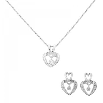 Orphelia® 'Loreta' Damen Sterling Silber Set: Halskette-Anhanger + Ohrringe - Silber SET-7126