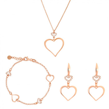 Orphelia® 'Alfina' Damen Sterling Silber Set: Halskette + Armband + Ohrringe - Rosé SET-7383