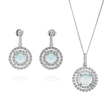 Orphelia® 'Rivera' Damen Sterling Silber Set: Halskette-Anhanger + Ohrringe - Silber SET-7481/BC