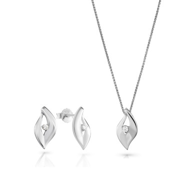 Orphelia® 'Milan' Damen Sterling Silber Set: Halskette-Anhanger + Ohrringe - Silber SET-7519