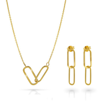 Orphelia® 'Rose' Dames Zilver 925 925 Set: Ketting + Oorbellen - Goudkleurig SET-7561/G