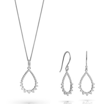 Orphelia® 'Petal' Dames Zilver 925 925 Set: Ketting + Oorbellen - Zilverkleurig SET-7564