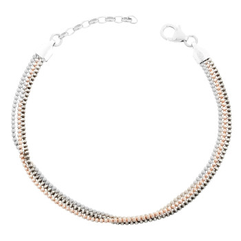 Orphelia® Damen Sterling Silber Armbänd - Silber/Roségold/Schwarz ZA-7203