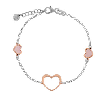 Orphelia® 'Mada' Women's Sterling Silver Bracelet - Silver/Rose ZA-7389