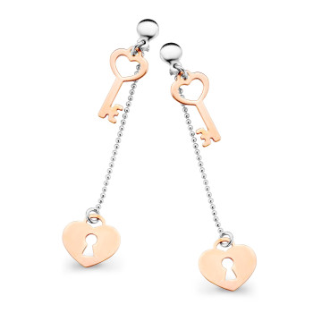 Orphelia® 'Izabella' Women's Sterling Silver Drop Earrings - Silver/Rose ZO-7185