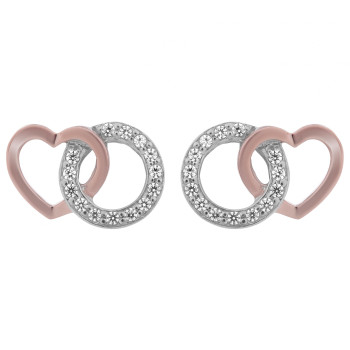 Orphelia® 'Ely' Women's Sterling Silver Stud Earrings - Silver/Rose ZO-7286