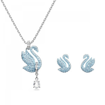 Swarovski® 'Iconic swan' Dames Metaal Set: Ketting + Oorbellen - Zilverkleurig 5660597