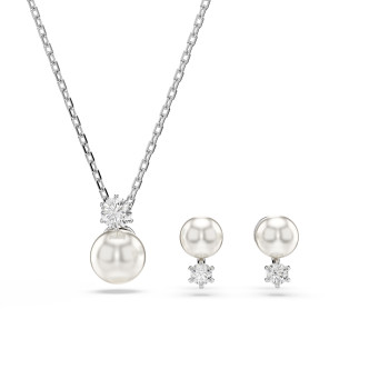 Swarovski® 'Matrix' Dames Metaal Set: Ketting + Oorbellen - Zilverkleurig 5689624