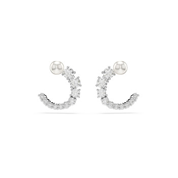 Swarovski® 'Matrix' Femmes Métall Créoles - Argent 5692260