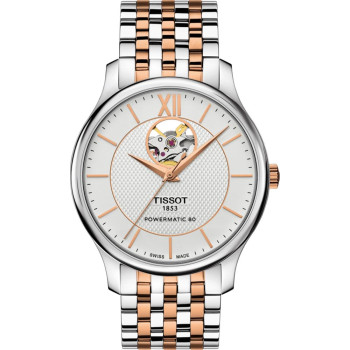 Tissot® Analogique 'Tradition Powermatic 80 Open Heart T-classic' Hommes Montre T0639072203801