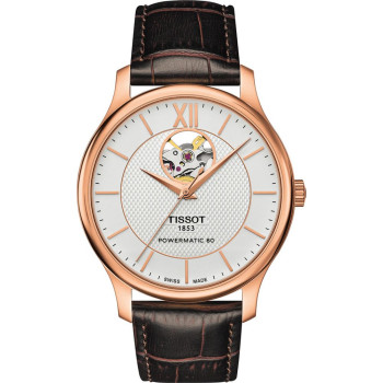 Tissot® Analogique 'Tradition Powermatic 80 Open Heart' Hommes Montre T0639073603800