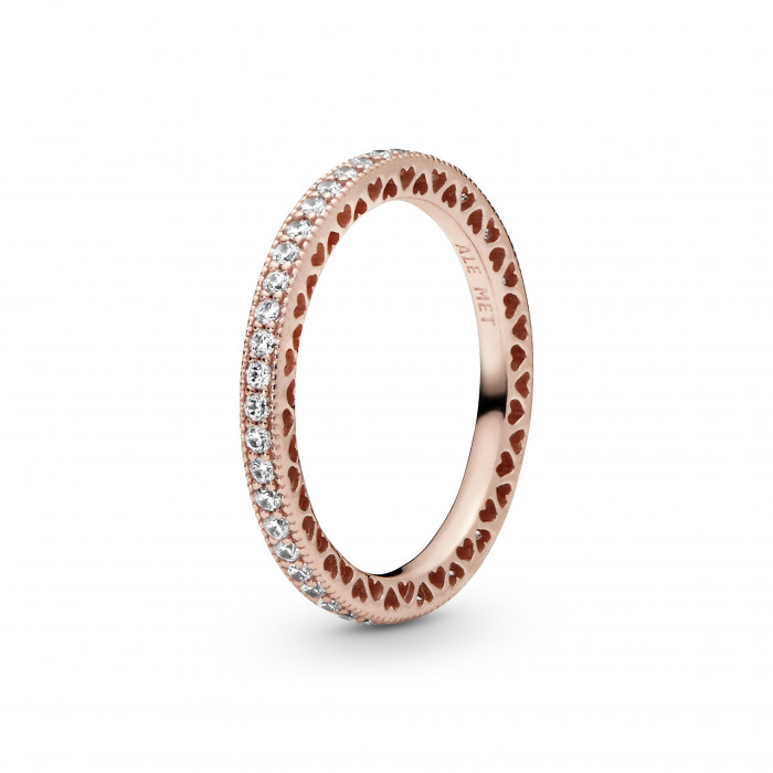 Pandora® Pandora Signature 'Hearts' Women's Gold Plated Metal Ring - Rose  180963CZ