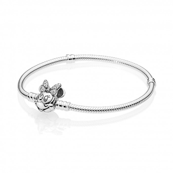 Disney Mickey Mouse Clasp Moments Snake Chain Bracelet, Sterling silver