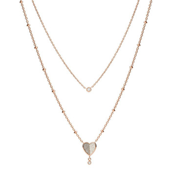 Fossil Jewellery® 'Flutter Hearts' Women's Stainless Steel Necklace - Rosegold JF03648791