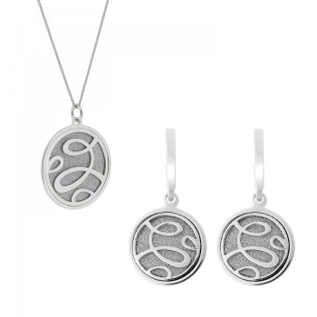 Orphelia® 'Serena' Women's Sterling Silver Set: Chain-Pendant + Earrings - Silver SET-7096