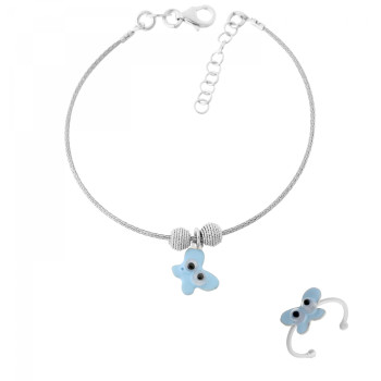 Orphelia® 'Angelica' Child's Sterling Silver Set: Bracelet + Ring - Silver SET-7143