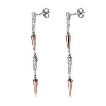 Orphelia® 'Aada' Women's Sterling Silver Drop Earrings - Silver/Rose ZO-7433