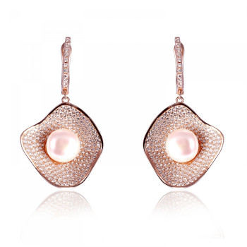 Orphelia® 'Florina' Women's Sterling Silver Drop Earrings - Rose ZO-7465