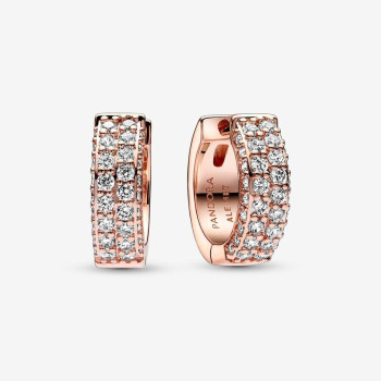 Pandora® 'Timeless Pavé' Women's Gold Plated Metal Hoop Earrings - Rose 282622C01