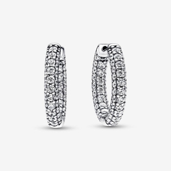 Pandora® 'Timeless Pavé' Women's Sterling Silver Hoop Earrings - Silver 292624C01