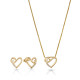 Orphelia® 'Ida' Damen Sterling Silber Set: Halskette-Anhanger + Ohrringe - Gold SET-7521/G