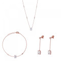 Orphelia® 'Elodie' Women's Sterling Silver Set: Chain + Bracelet + Earrings - Rose SET-7419