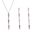 Orphelia® 'Aada' Women's Sterling Silver Set: Necklace + Earrings - Silver/Rose SET-7433