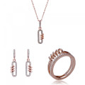 Orphelia® 'Gigi' Women's Sterling Silver Set: Necklace + Earrings + Ring - Rose SET-7438