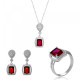 Orphelia® 'Enora' Women's Sterling Silver Set: Necklace + Earrings + Ring - Silver SET-7426/RU