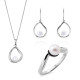 Orphelia® 'Baptiste' Women's Sterling Silver Set: Necklace + Earrings + Ring - Silver SET-7507