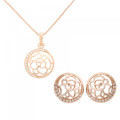 Orphelia® 'Blair' Damen Sterling Silber Set: Halskette-Anhanger + Ohrringe - Rosé SET-7089/1