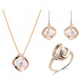 Orphelia® 'Aina' Dames Zilver 925 925 Set: Ketting + Oorbellen + Ring - Rosékleurig SET-7471/RG